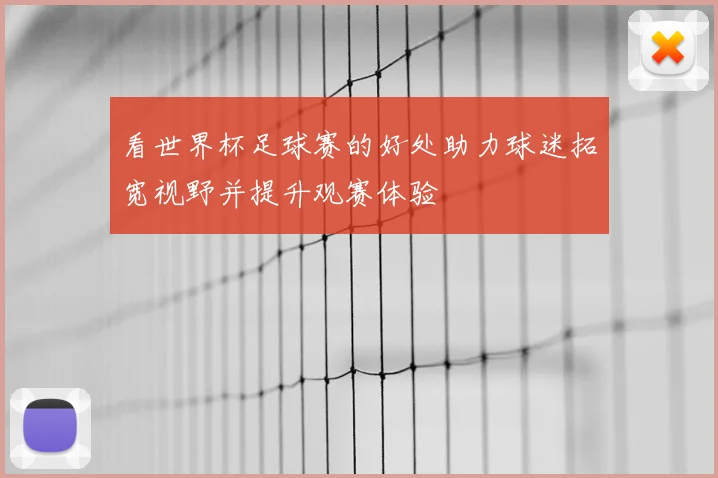 看世界杯足球赛的好处助力球迷拓宽视野并提升观赛体验